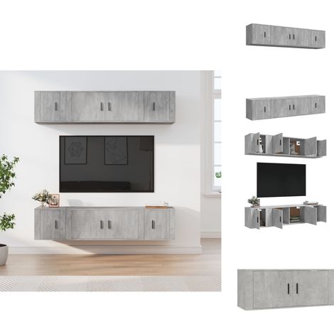 TV-Möbel - Living 6-tlg. TV-Schrank-Set Betongrau Holzwerkstoff (1/5)