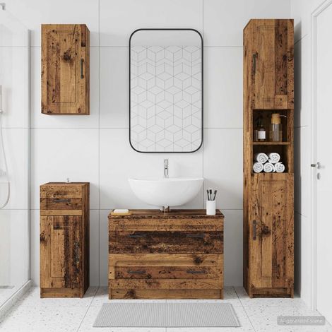 vidaXL 4 Piece Bathroom Cabinet Set UTRECHT Old Wood Engineered Wood (1/5)