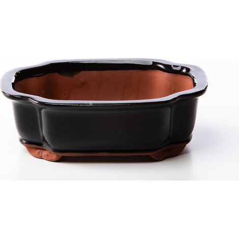 Vaso bonsai smaltato rettangolare cm. 20 Blu scuro (1/2)