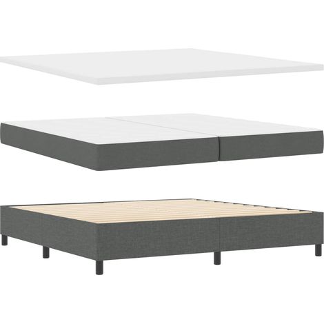 vidaXL Cama tipo Box Spring con cabecera Gris oscuro 200 x 200 cm tela (1/5)
