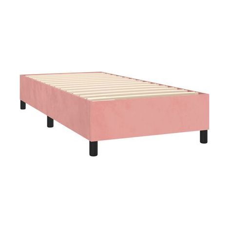 Sommier, matelas et éclairage LED style Snowco, rose, 80 × 200 cm, revêtement en velours, velours doux et confortable, éclairage led d’ambiance, pour chambre, décor moderne, facile à assembler (1/5)