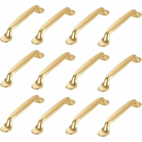 12 poignées de meubles dorées, poignées de porte de cuisine dorées, poignées de tiroir, poignées de tiroir de chambre, poignées d'armoire, porte de cuisine dorée