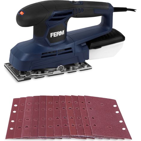 FERM - Lijadora orbital - 240W - Recogida de polvo - Empuñadura suave