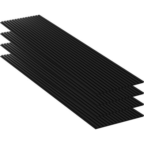 Lot 4 pièces - Panneau Acoustique - Noir Mat - Feutrine Noir - 240x60x1.1cm