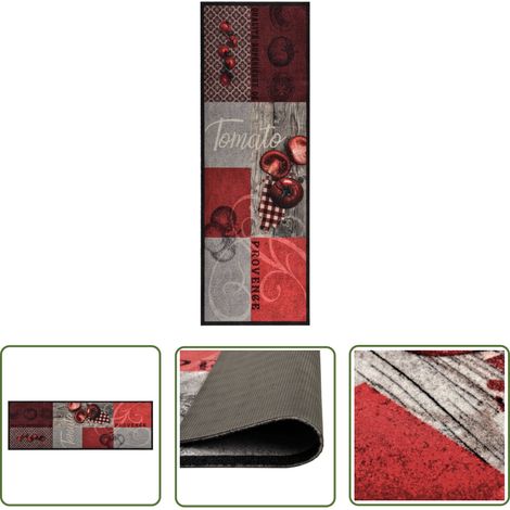 The Living Store Küchenbodenmatte Waschbar Tomate 45x150 cm - Teppich - Küchenfußmatte - Türmatte - Wohnraumteppich - Samtteppich (1/5)
