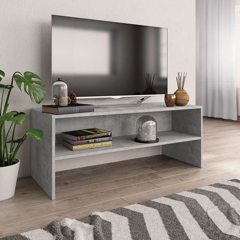 Meuble TV - Armoire de TV  Banc TV  pour Salon Gris béton 100 x 40 x 40 cm Aggloméré -FR16629 (1/5)