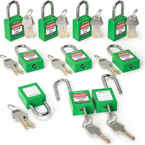 Cadenas de sécurité 38mm, 10 pièces, Vert, à clé, pour Lockout-Tagout