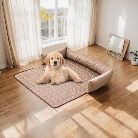 Kühlender Hundekorb – Runde Sommermatte für Hundebett – Atmungsaktiver und bequemer Kissenbezug mit rutschfester Unterseite für Haustiere, Zuhause und Autobox (1/5)