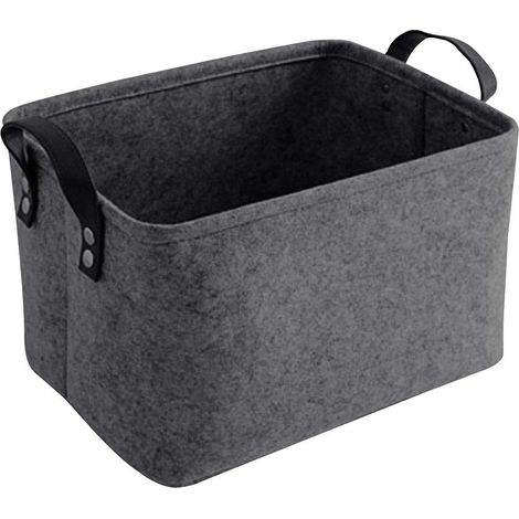Panier de rangement pliable en feutre pour étagère, linge, armoire, jouets ou papier toilette, 33 x 20 x 23 cm, gris foncé (1/5)