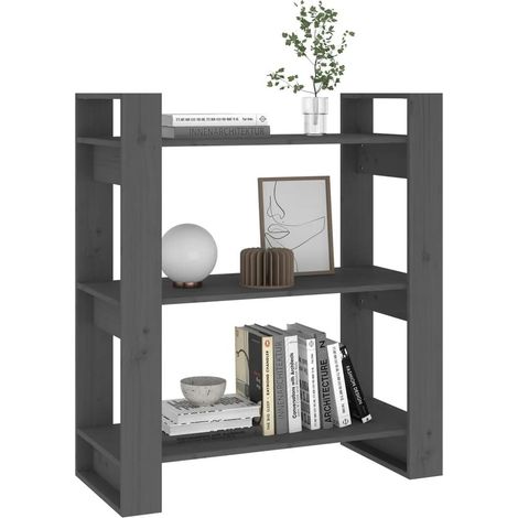 vidaXL Bücherregal Grau 80x35x91 cm Massivholz Kiefer (1/3)