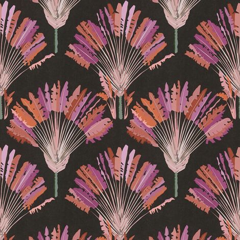 BRICOFLOR Papier peint plume | Papier peint original | Papier peint noir et violet & orange | Papier peint chambre - 10,05 x 0,53 m (1/5)