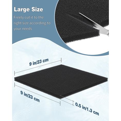 Mousse de filtration pour aquarium 23x23x1,3 cm, lot de mousses filtrantes découpables pour bac, décantation et bassin