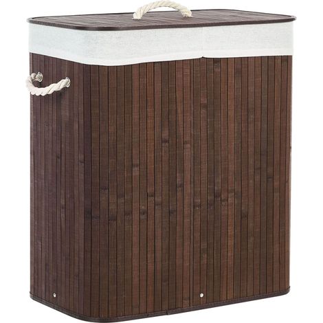 Basket KANDY Bamboo Wood Dark Brown 72 L (1/5)