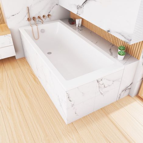 ECOLAM Baignoire rectangulaire  Tami 190x90 cm en acrylique  pieds siphon + silicone  original produit (1/5)