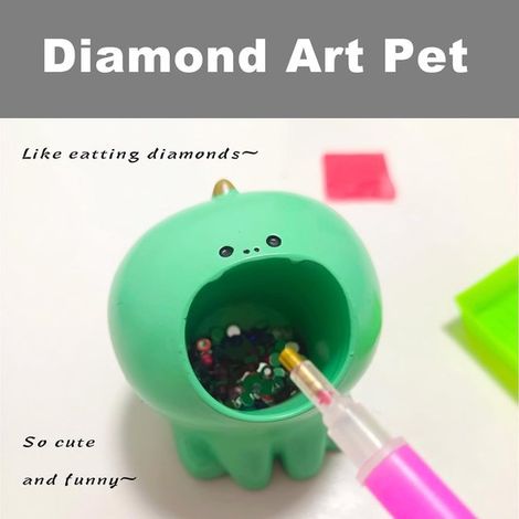 Vassoio portaoggetti per accessori per diamond painting - Simpatico mini scatolina portaoggetti - Strumenti per diamond painting + Portapenne / Scatola porta pennelli per trucco - Stile gatto (1/4)