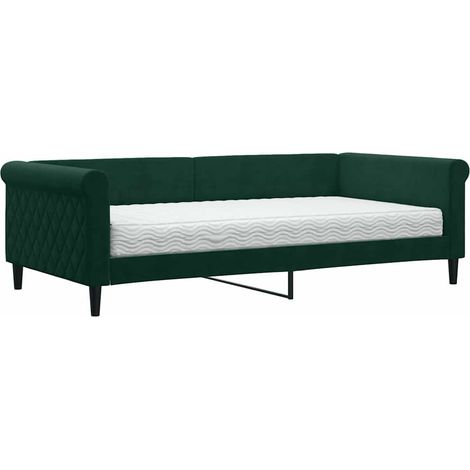 Maison Exclusive - Divano Letto con Materasso Verde Scuro 100x200 cm in Velluto