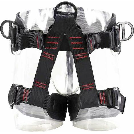 Harnais d'escalade Baudrier Escalade Guide Harnais d'Élagage Ceinture de Sécurité Sangles Demi-Corps pour Homme Femme Alpinisme Descente en Rappel (Noir) (1/5)