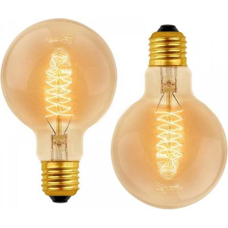 Ampoule Vintage Globe G80 E27 Dimmable 60W Blanc Chaud 2700K, 600lm, Ampoules de Décoration à Incandescence Rétro E27 Spirale Tungstène Filament Lampe, lot de 2 (1/5)