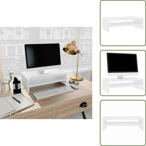 Stand per computer - vidaXL Supporto per Monitor Bianco 42x24x13 cm Legno Multistrato - Supporto per schermo desktop