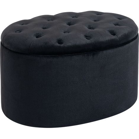 Banco de almacenamiento tapizado negro de poliéster aterciopelado 71x52x42 cm HOMVRA (1/5)