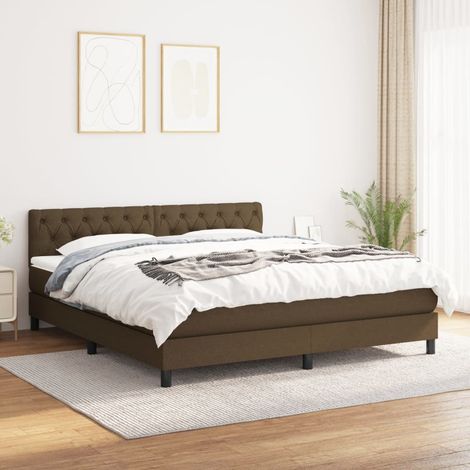 vidaXL Sommier à lattes de lit avec matelas Marron foncé 160x200 cm (1/5)