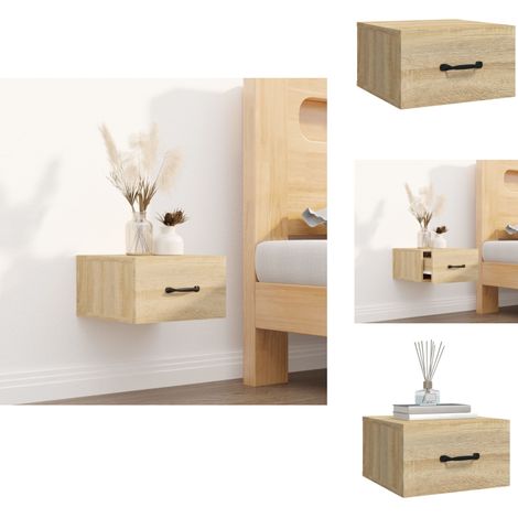 Table de chevet murale Chêne sonoma 35x35x20 cm - Table De Chevet Murale - Meuble De Chambre - Étagère Murale - Rangement Minimaliste - Design Moderne (1/5)