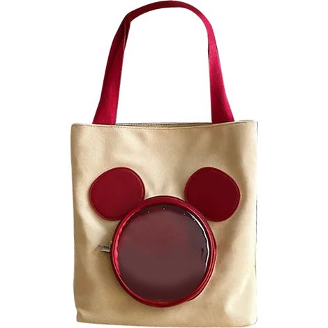 Sac à main en toile kaki, grand capacité, motif cartoon tendance, bandoulière unique pour voyage et travail (1/5)