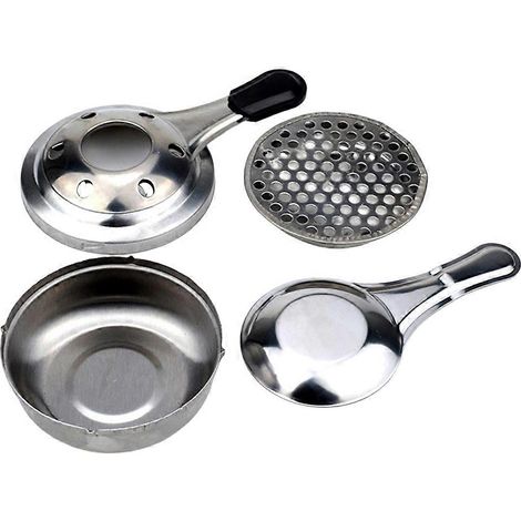 Brûleur à alcool portable en acier inoxydable avec couvercle de sécurité et poignée anti-brûlure pour le camping et la cuisine d'urgence (1/5)