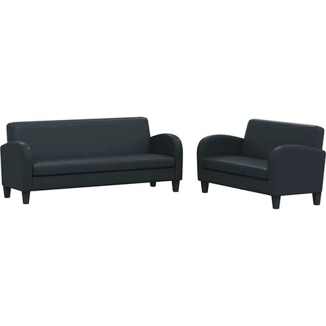 Ensemble de Canapé Sofas 2 pcs cuir synthétique noir (1/5)