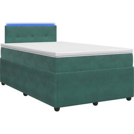 Lit boxspring avec matelas Vert foncé 120 x 190 cm Velours vidaXL (1/5)