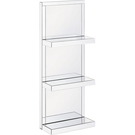Bathroom Shelf Mirror Effect Silver 3 Tempered Glass Tires Glam Decorative GAONA (1/5)