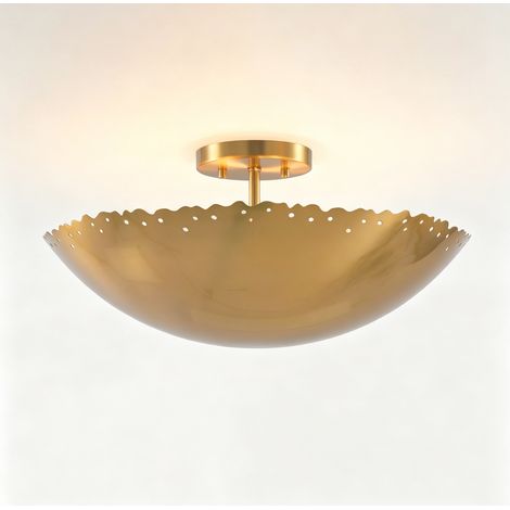 Parrot Uncle 40cm Gold Semi Flush Ceiling Light, Modern 3-Light Metal Ceiling Light, 3 x E14 Ceiling Lamp for Living Room, Bedroom & Hallway (Bulbs Not Included) (1/5)