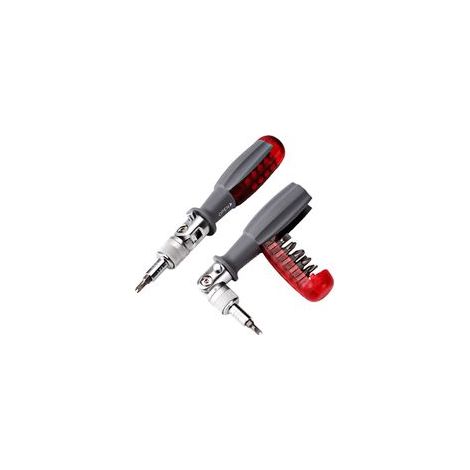 Tournevis à cliquet avec Multi Embout Magnétique, 10 en 1, Petite Poche Mini Tournevis, Convient Pour la Maison et Accessoire Voiture Interieur, Rouge, 1 pièce