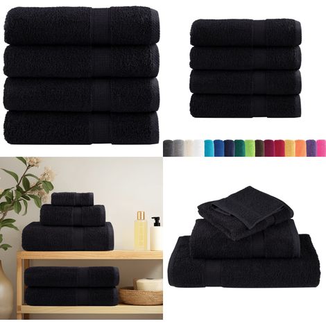 Premium-Handtücher SOLUND 4 Stk. Schwarz 50x100 cm 600 g/m² - Baumwolle - Saugfähigkeit (1/5)
