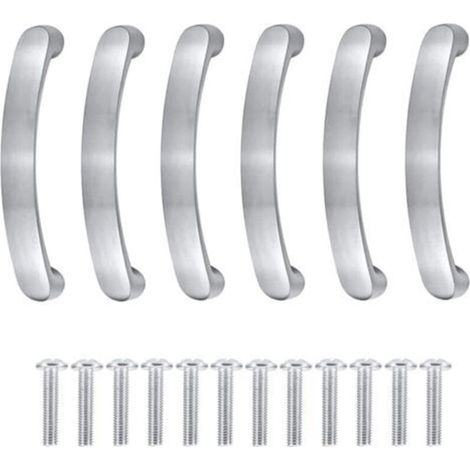 6 Pieces Kitchen Cabinet Handle, Cupboard Handle, Kitchen Cabinet Door Handles, Drawer Handles, Brushed Cabinet Handle, For Bedroom Furniture Cabinet (Center to Center 96mm) (1/5)