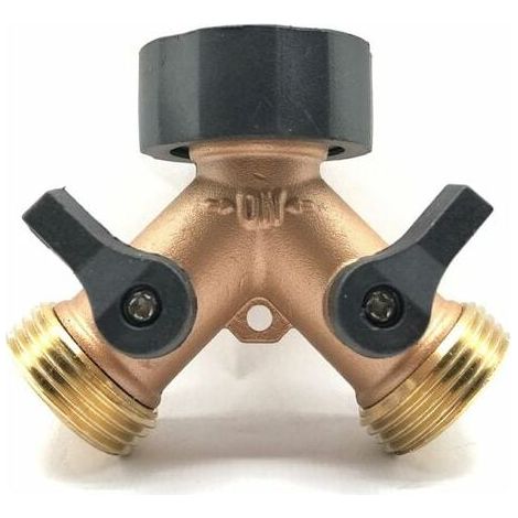 Répartiteur de Robinet 2-Voies Y-Distributeur pour Tuyaux D'Arrosage, Double Arrivee d'eau Machine a Laver Répartiteur D'Eau 3/4 Pouces pour Connexion de 2 Appareils, Laiton (1/4)