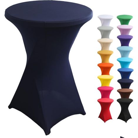 Housse Mange Debout - Housse de Table de Bar Bistrot Ronde Ø 60 cm/Ø 80 cm, Nappe Mange Debout pour Restaurant Bar Table Cocktail Banquet de Mariage Décoration (Bleu Marin,80x110cm) (1/5)