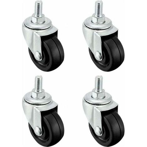 Satz mit 4 Lenkrollen aus 40 mm TPE-Gummi – Tragkraft 20 kg – M8-Gewinde für sichere Montage – Geeignet für alle Bodenarten (1/3)