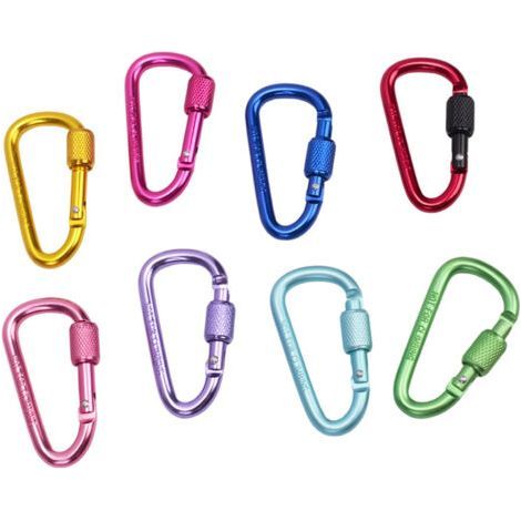 Carabiners, 3.15.8cm, set of 8, colorful, for outdoor backpacks and water bottles, aluminum alloy nuts, climbing hooks. (1/5)