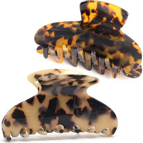 lot De 2 Grande Pinces Cheveux Pour Femmes Et Filles, 2 Couleurs 9.5cm Grosse Pince Griffes Cheveux Adulte, Caille De Tortue Pince Cheveux Crabe (1/5)