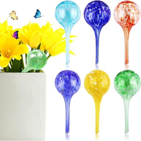 6 Pièces Globes d'arrosage pour Plantes, Ampoules en Verre pour Plantes à Dispositif d'arrosage Automatique, Système d'abreuvoir Automatique Coloré pour Plantes d'Intérieur et d'Extérieu (1/5)