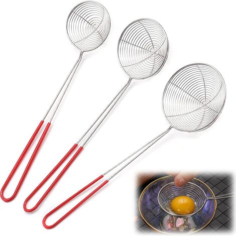 Cuillère à Fente en Acier Inoxydable, Lot de 3 Passoires en Acier Inoxydable, Cuillère à Mailles de Cuisine, Passoire à Araignée,Cuillère à Fente pour Passoire à Pâtes, pour Cuisiner la Friture (1/5)