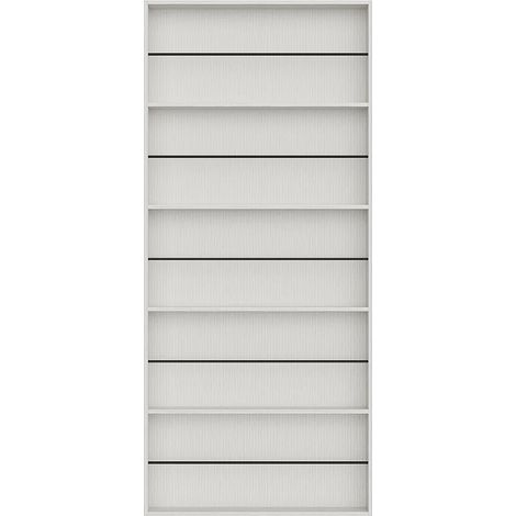 Porte coulissante en bois et MDF avec étagères et rail invisible – blanc - 93 x 210 cm – SOKARI (1/5)