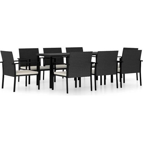 Conjunto de comedor de jardín 9 piezas ratán sintético negro vidaXL (1/5)
