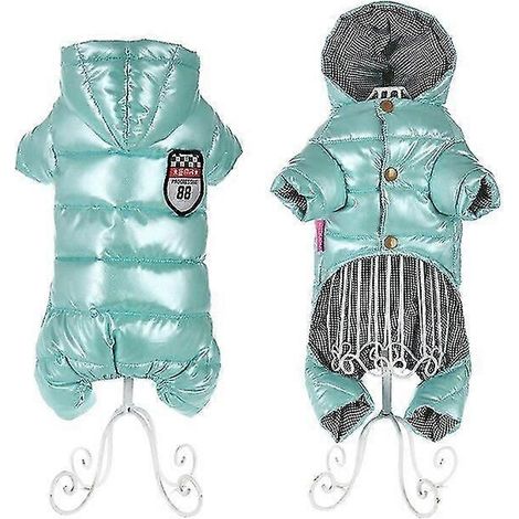 Ropa para perros pequeños, abrigos de invierno cálidos para cachorros, chaquetas impermeables con capucha para perros, monos para chihuahuas y yorkies, overoles verdes. (1/5)