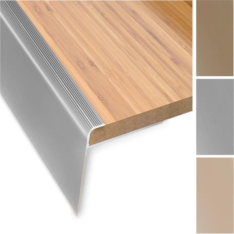 Karat – Profil d'angle d'escalier perforé en aluminium anodisé – Nez de marche argenté – Longueur 90 cm – Pour revêtements de sol de 7 à 8 mm (1/5)
