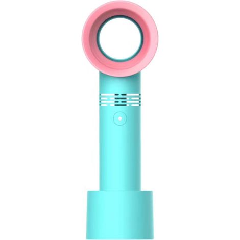Mini ventilateur portable sans pales, rechargeable par USB, avec 3 vitesses réglables (bleu). (1/5)