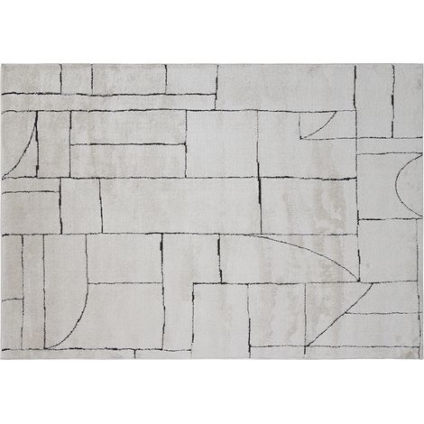 Rechteckiger Teppich mit geometrischem Muster in Off-White und Schwarz 160 x 230 cm ENVY (1/3)