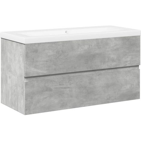 Maison Exclusive - 2-tlg. Badmöbel-Set Betongrau Holzwerkstoff