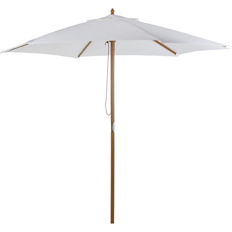 Ombrellone da Giardino Ø2,5x2,3 m Palo Ø38 mm in Bambù Bianco (1/5)